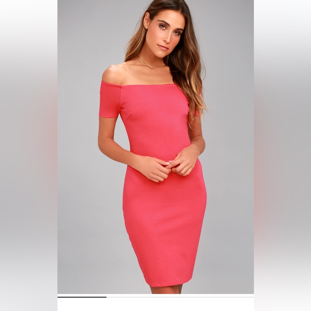 Me Oh My Fuchsia Off-the-Shoulder Bodycon Dress Lulus